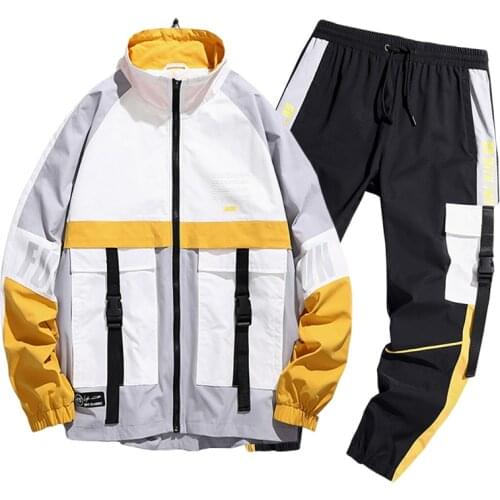 2021 Men Streetwear Tracksuit 2 Pcs Jacket And Pants Hooded Sweatshirts Sweatsuit Man Clothing Set