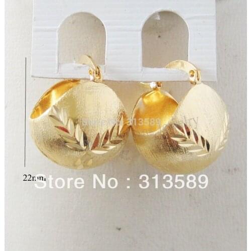 NEW CUTE CARVED - YELLOW GOLD GP SOLID FILL OVERLAY HUGGIE HOOP 0.87" EARRING/GREAT GIFT