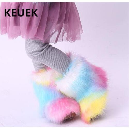 New Winter Children Snow Boots Girls Shoes Princess Flat Fur Thick Plush Toddler Student Baby Warm Shoes Kids 018