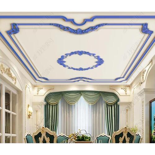 Custom ceiling photo Wallpaper 3D Mural Wall paper Blue embossed European 3D ceiling Living Room TV Walls Wall papers Home Decor