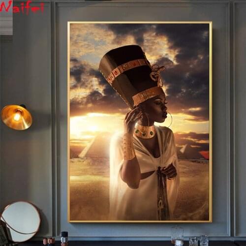 African Woman Egyptian Pharaoh Headband Portrait 5d diamond Painting full square/round diamond embroidery cross stitch crafts