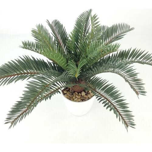 45cm Tropical Palm Tree Artificial Plants Fake Cycad Tree Plastic Palm Leaves Green Coconut Plant For Home Garden Wedding Decor