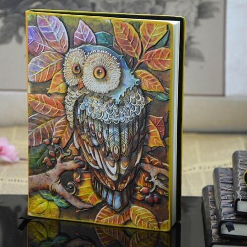 3D Carving Owl Embossed Notebook Journal Notepad Travel Diary Planner Sketchbook School Office Supplies 19QA