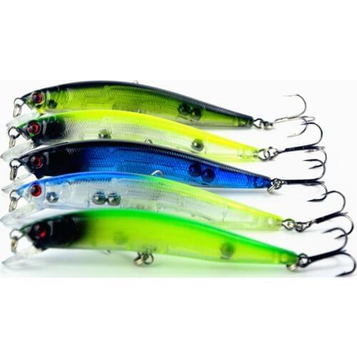 Lowest Price 9cm 7.5g 6# Hooks 3D Eyes Lifelike Fishing Minnow Lure Plastic Hard Bait Crankbait Wobbler Carp Lure 5pcs/lot