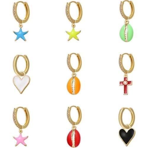 HECHENG 1piece mini star earring wholesale for women cross conch neon colorful style jewelry accessories fashion 2020