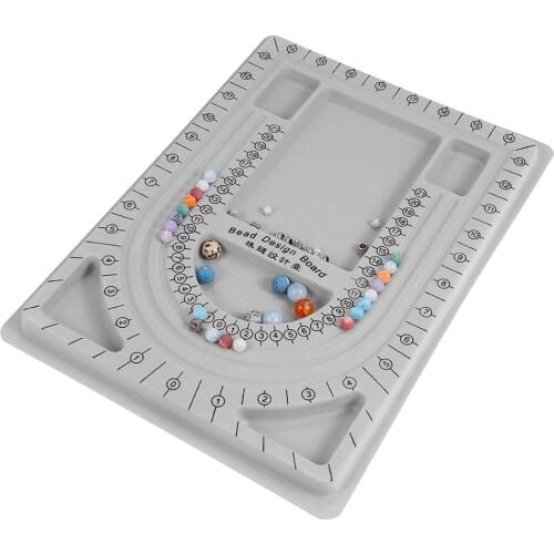 Gray Flocked Bead Board Bracelet Beading Organizer Jewelry Making Tray WorkBenches Size Measuring Plate Craft Tool Accessories
