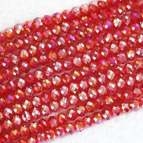 Dark red high quality crystal glass AB color 3*4mm 4*6mm 5*8mm 8*10mm rondelle faceted loose beads 15"B688