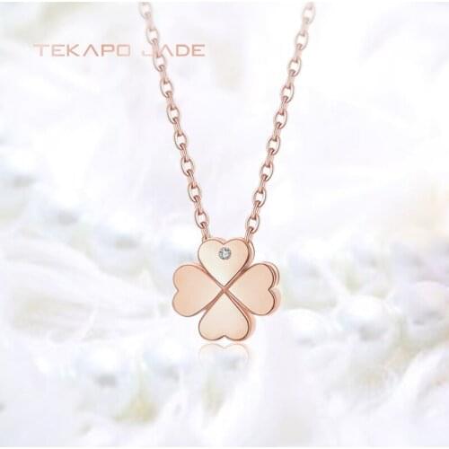 Silver Jewelry Personalized Good Luck Chain Four Leaf Lucky Clover Pendant Necklace For Women Lover Gift