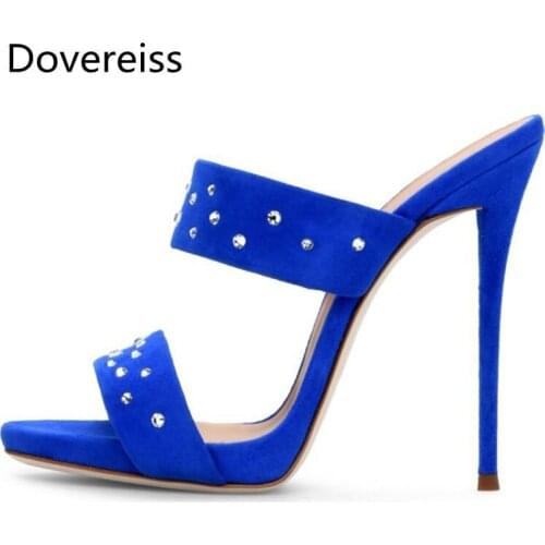 Dovereiss Fashion Womens Shoes summer Pure color yellow consice sexy Elegant Stilettos heels Slippers size 34-45