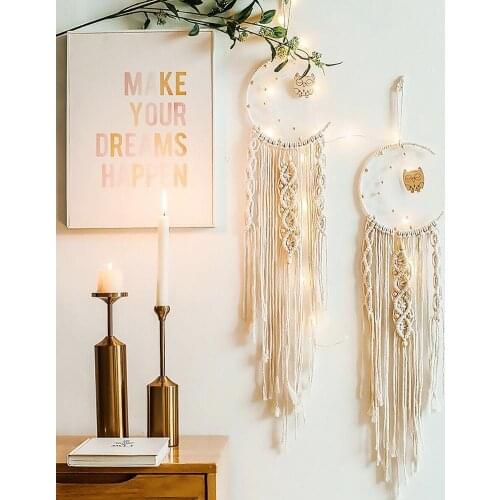 Home Decorations Habitacion Tapestry Hand Woven Macrame Pandents Hanging Bohemian Catchers Fabric Nordic Wall Decor Dream L1J0