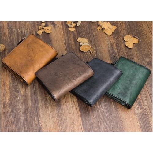 Vintage Women Leather Wallet Short Slim Male Purses Money Credit Card Holders Men Wallet ZP010