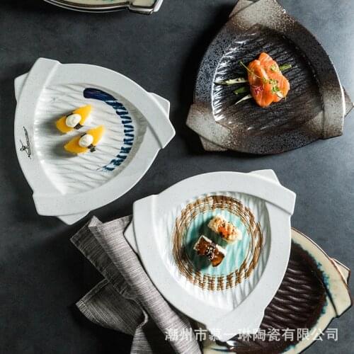 Japanese ceramic plate pastry plate fish plate pineapple fried rice plate Western plate personality dish restaurant cutlery set
