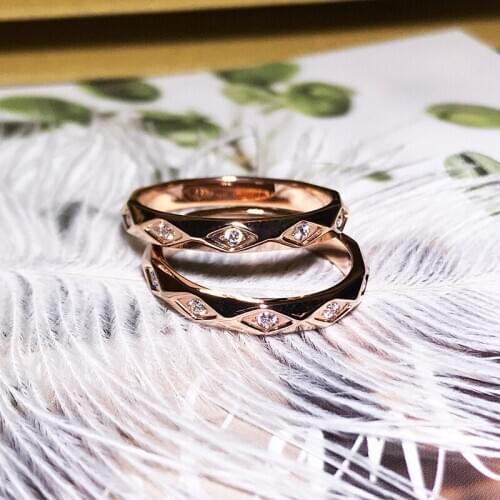 YUN RUO Fashion Pave Mosaic Zircon Rhombus Ring Rose Gold Color Woman Gift Titanium Steel Jewelry Not Change Color Drop Shipping