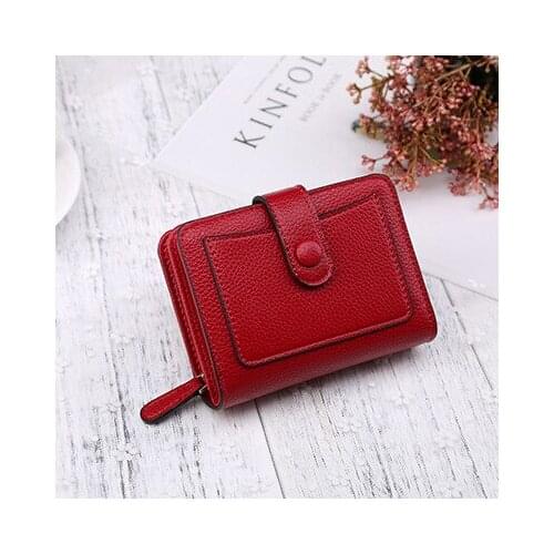 Women Wallets 2021 New Luxury Brand Red Black Small Mini Coin Purse Hasp Card Holder Lady Wallet Zipper Female Leather Buckle