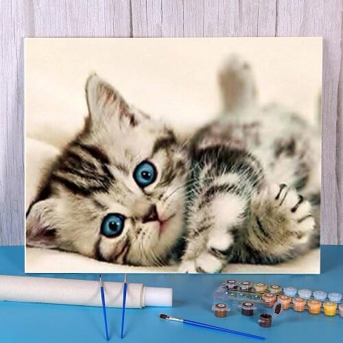 Animal Cat DIY Painting By Numbers Set Acrylic Paints 50*70 Painting On Canvas Decorative Paintings Children Drawing