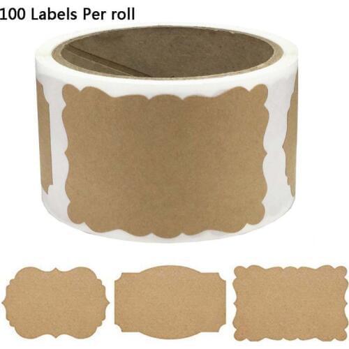 100pcs/roll DIY Blank Kraft Paper Labels Handmade Baking Stickers Adhesive Seal Labels Christmas Gift Tags Decor for Jar