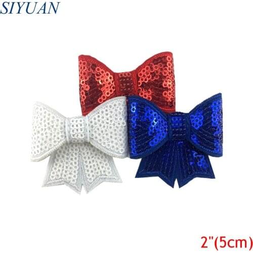 120pcs/lot 2'' Embroidery Glitter Sequin Hair Bow with/without Clip Small Size Bowknot Fashion Hair Accessories HDJ143