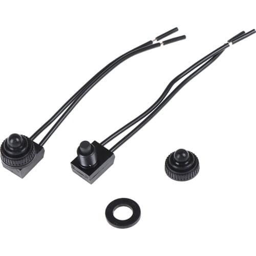 2PCS Hot Sale 12V Waterproof Push Button On-Off Switch With 4" Lead Wire Black Wholesale