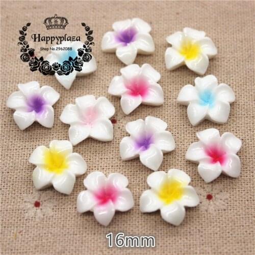 20pcs 16mm Mix Colors Plumeria Rubra Flower Resin Flatback Cabochon DIY Jewelry Phone Decoration