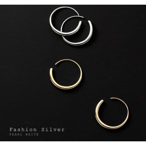 23mm 18K Gold REAL. 925 Sterling Silver Jewelry Smooth Lucky Circle Waterdrop Ear Earrings Piercing C-G7362