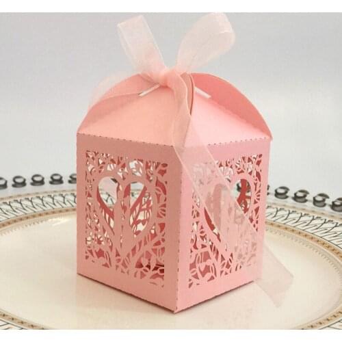 50pcs/lot Candy Box Wedding Chocolate Gift Packaging Bags With Ribbon Mariage Anniversaire Engagement Party Favors For Guests