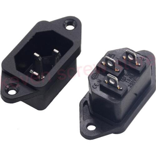 AC 250V 10A 5PCS 3P IEC320 C14 Male Plug Panel Power Inlet Sockets Connectors