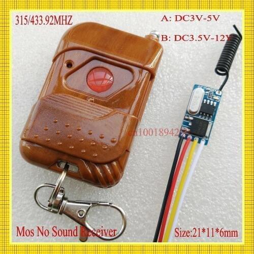 MICRO RF Wireless Remote Control Switch DC3.5-12V 3.7v 5v 6v 7.4v 7.6v 9v Receiver Transmitter Mini Mos No Sound Learning 433