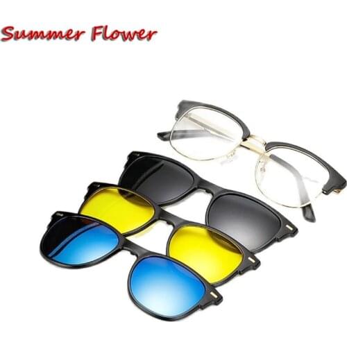 Chashma Brand Designer Eyewear Women Clips Polarized Lenses Magnet Night Driving Yellow Sunglasses Optical Glasses with 3 Clips