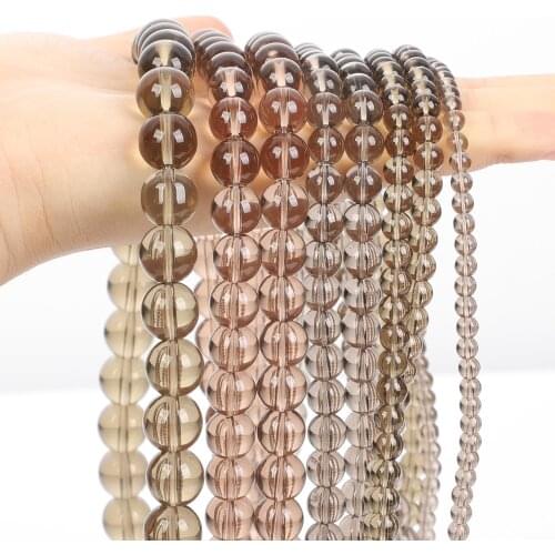 Smooth Brown Glass Round Loose Spacer Bead Natural Stone Beads For Jewelry Making DIY Charm Bracelets Accessories 4/6/8/10/12MM