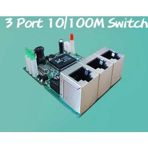 OEM manufacturer company direct sell Realtek chip RTL8306E mini 10/100mbps rj45 lan hub 3 port ethernet switch pcb board