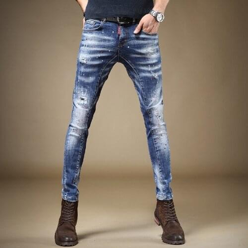 Free shipping new fashion mens male Mens motorcycle Jeans Autumn winter slim retro Denim hole street beggar pants trousers