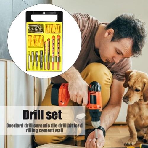 Triangle Drill Hammer Concrete Ceramic Tile Metal Drill Bit Combination Set DIY Wall Hole Drilling Electric Tools for Glass