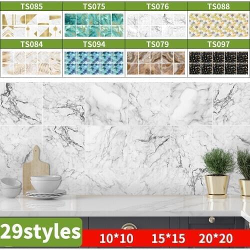 Funlife® BRILLIANT™ 10/15/20cm Marble/Mosaic Tile Sticker Waterproof PVC Wall Sticker Backsplash for Kitchen Bathroom Home Decor