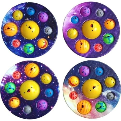 Adult Kids Fidget Toys Solar System Planet Simple Dimple Fidgets Stress Relief Sensory Anxiety Squeeze Toy