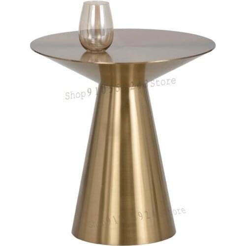 Customized Light Luxury Hotel Post-modern Stainless Steel Corner Table Brushed Table Small Side Few Round Table Designer Mobile