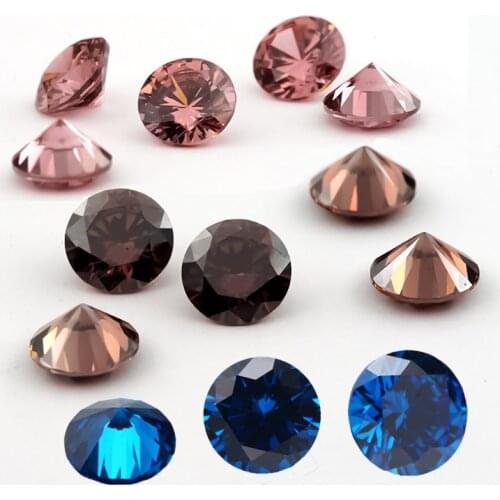 1~10mm NewBlue Coffee and Rhodolite Color Synthetic Cubic Zirconia Stone AAAAA Round Shape Brilliant Cut Loose CZ Stone