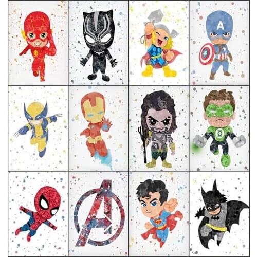 Marvel Cartoon Superheroes Canvas Painting Spiderman Iron Man Posters and Prints Wall Art Picture for Nursery Bedroom Decor