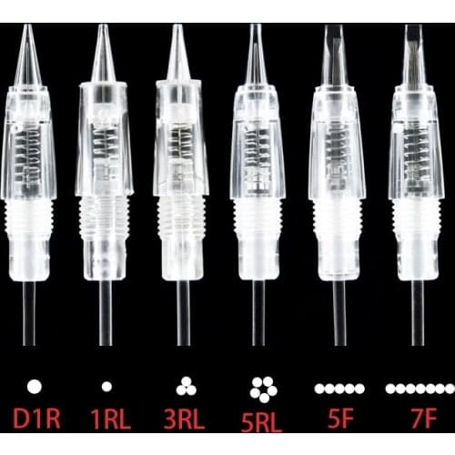 100Pcs Screw Transparent Cartridge Needle 1RL 3RL 5RL 5F 7F Disposable Permanent Makeup Eyebrow Lip Eyeliner Needle