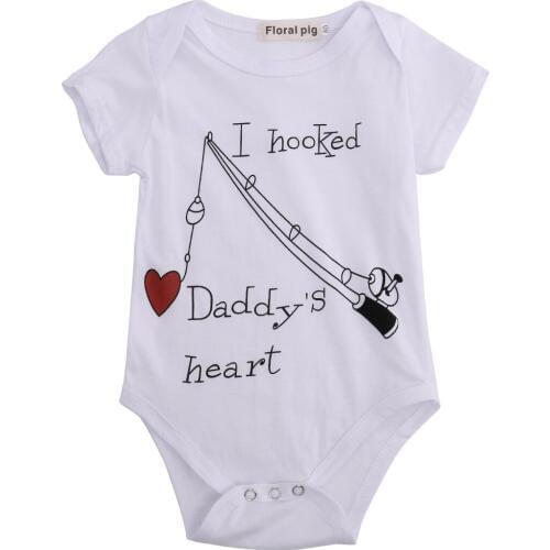 Citgeett I Hooked Daddys Heart Newborn Baby Boy Clothes Girl Babygrows Playsuit Cotton Summer Rompers