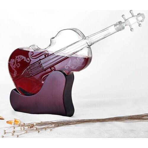 Creative Crafts Glass Wine Bottle Violin Shape Wine Separator Wine Set High Boron Glass Red Wine Decanter Home Decoration