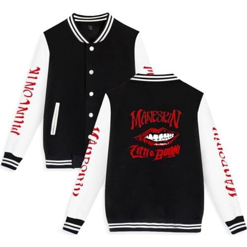 Boy girl Preppy style jacket Print Maneskin Varsity Jacket Novelty Men women baseball jacket Street Casual Maneskin Clothes Coat