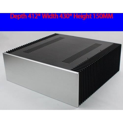 KYYSLB 412*430*150MM WA68 All Aluminum Pure Rear Stage Amplifier Chassis Box House DIY Enclosure with Feet Amplifier Case Shell