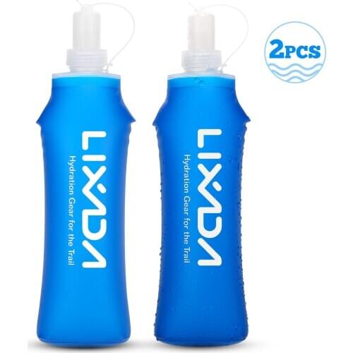 Lixada 1/2 Pcs 500ml Outdoor Water Drinking Bottle Soft Folding Flask Silicone BPA Free Sports Bottle for Running Hiking Cycling