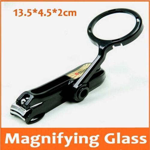 Metal Child Nail Scissors Cutters Nailfile Fingernail Clipper with 3X Times Magnifier Magnifying Glass for Mother Father