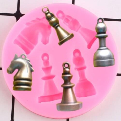International Chess Silicone Mold Chocolate Candy Resin Fondant Molds Cake Decorating Tools Polymer Clay Moulds Cupcake Topper