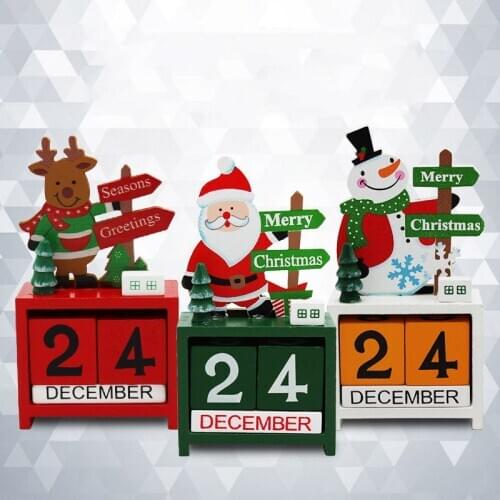 Lovely Cute Christmas Wooden Calendar Home Office Desktop Ornament Childrens Christmas Gifts Christmas Decoration