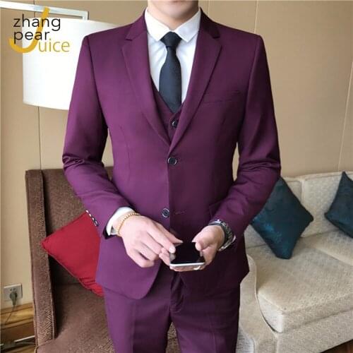 New Arrival Elegant Men 2 Pieces Classic Blazers Suit Sets Men Business Blazer +Vest +Pants Suits Sets Men Wedding Party Set