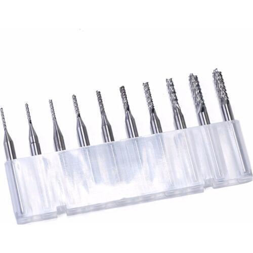 10 Pieces Set Tungsten Carbide Extended PCB Corn Cutter CNC Engraving Wood Router Corn Milling Cutter PCB Drill