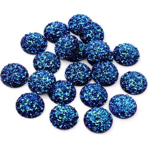 New Fashion 40pcs 14mm Black AB Color Flat back Resin Cabochons Cameo G4-12