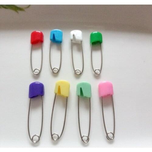 Wholesale 500pcs Large Colored Safety Pins Plastic Hijab Multipurpose Baby Stainless Steel Pins Locking Brooch